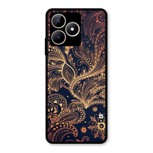 Classy Golden Leafy Design Metal Back Case for Realme C53