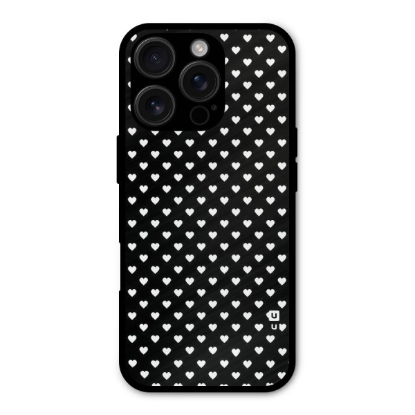 Classy Hearty Polka Metal Back Case for iPhone 16 Pro