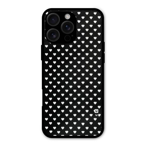 Classy Hearty Polka Metal Back Case for iPhone 16 Pro Max
