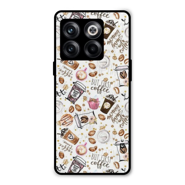 Coffee Pattern Metal Back Case for OnePlus 10T