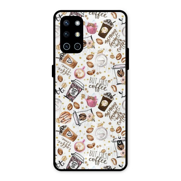 Coffee Pattern Metal Back Case for OnePlus 9R