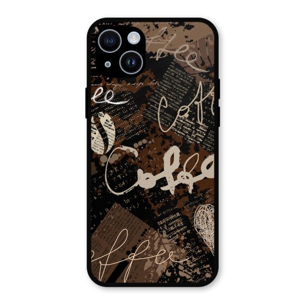 Coffee Scribbles Metal Back Case for iPhone 14