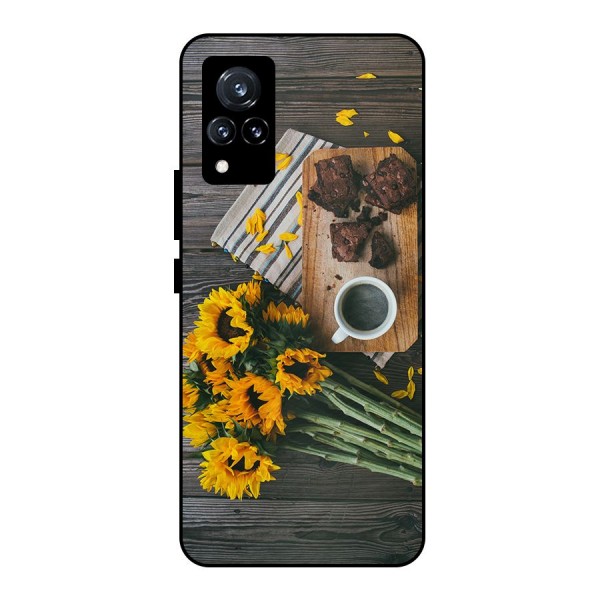 Coffee and Flowers Metal Back Case for Vivo V21 5G