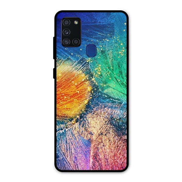 Colorful Leafs Vibrant Metal Back Case for Galaxy A21s