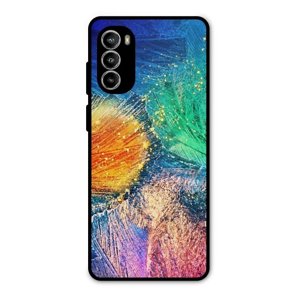 Colorful Leafs Vibrant Metal Back Case for Moto G52