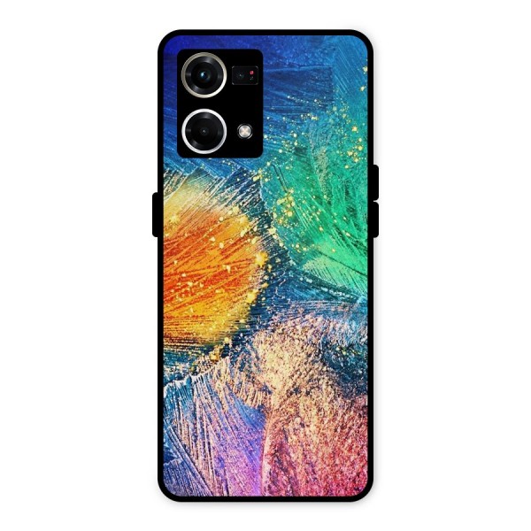 Colorful Leafs Vibrant Metal Back Case for Oppo F21 Pro 4G