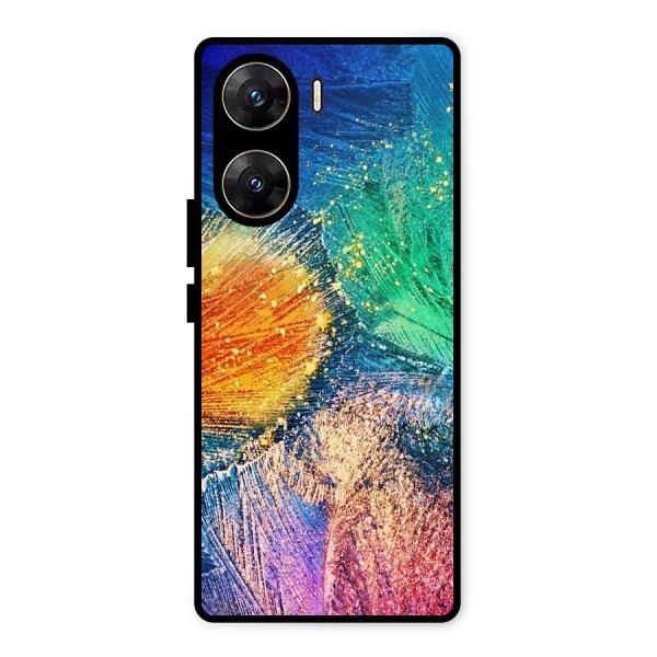 Colorful Leafs Vibrant Metal Back Case for Vivo V29e