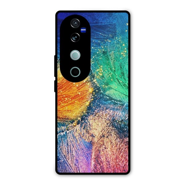 Colorful Leafs Vibrant Metal Back Case for Vivo V40 Pro