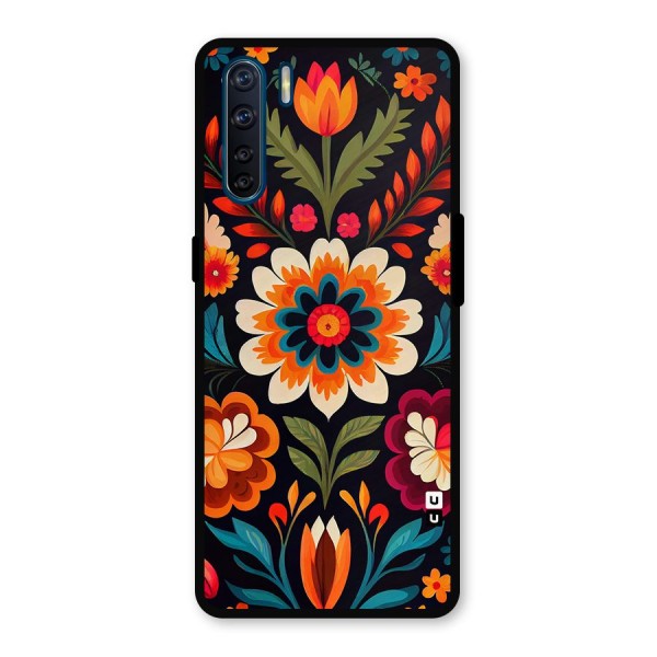 Colorful Mexican Floral Pattern Metal Back Case for Oppo F15
