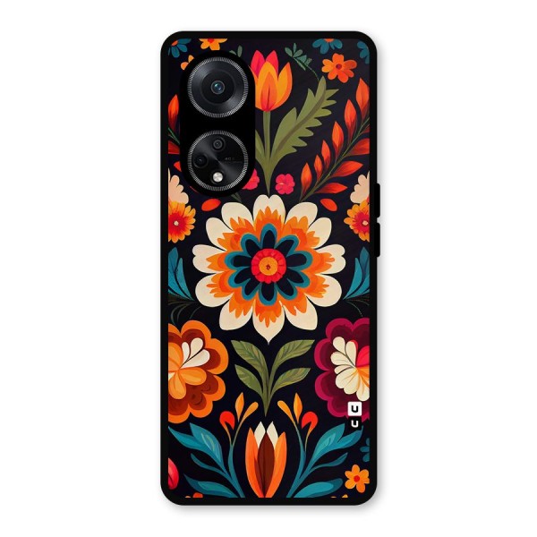 Colorful Mexican Floral Pattern Metal Back Case for Oppo F23