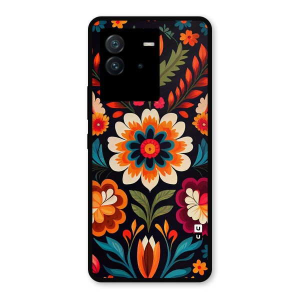 Colorful Mexican Floral Pattern Metal Back Case for iQOO Neo 6 5G
