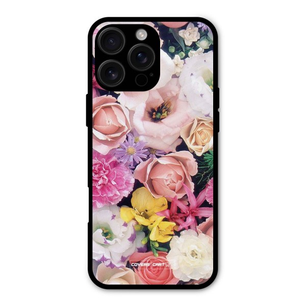 Colorful Roses Metal Back Case for iPhone 16 Pro Max