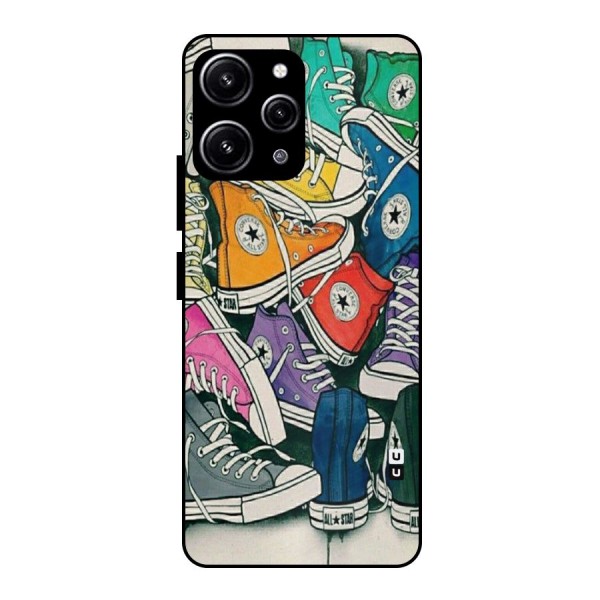Colorful Shoes Glass Back Case for Redmi 12 4G