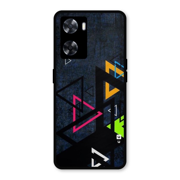 Coloured Triangles Metal Back Case for Oppo A57 2022
