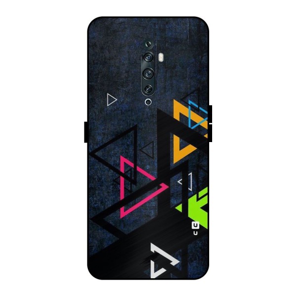 Coloured Triangles Metal Back Case for Oppo Reno2 F