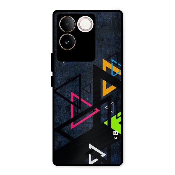Coloured Triangles Metal Back Case for Vivo T2 Pro