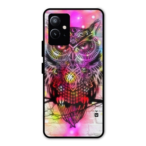 Colourful Owl Metal Back Case for Vivo Y75 5G