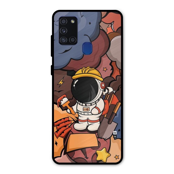 Comic Space Astronaut Metal Back Case for Galaxy A21s