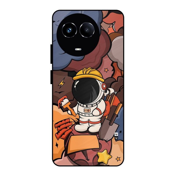 Comic Space Astronaut Metal Back Case for Realme 11X