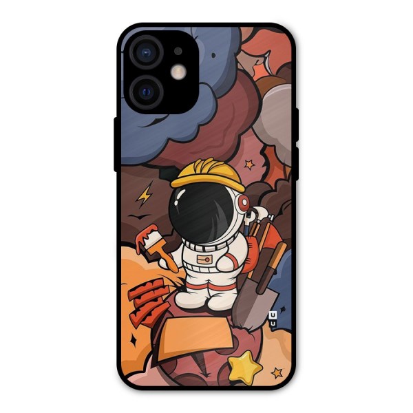 Comic Space Astronaut Metal Back Case for iPhone 12 Mini