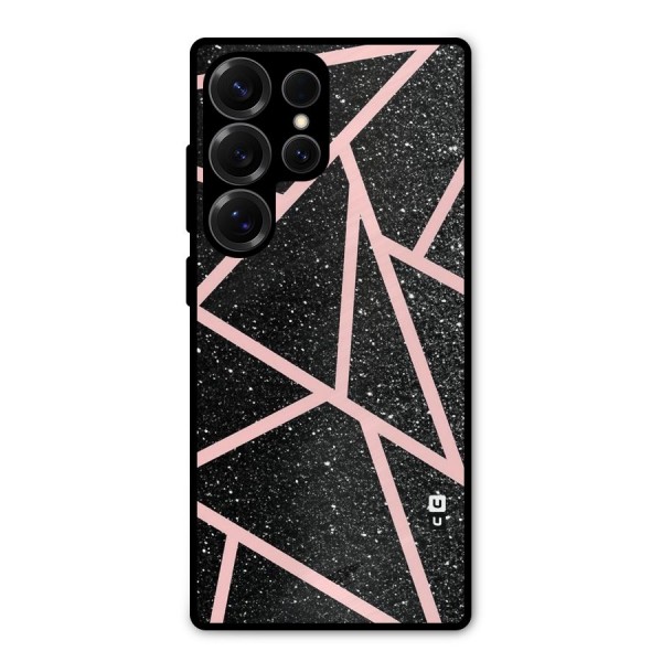 Concrete Black Pink Stripes Metal Back Case for Galaxy S25 Ultra