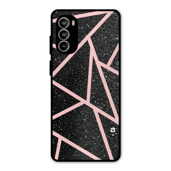Concrete Black Pink Stripes Metal Back Case for Moto G52