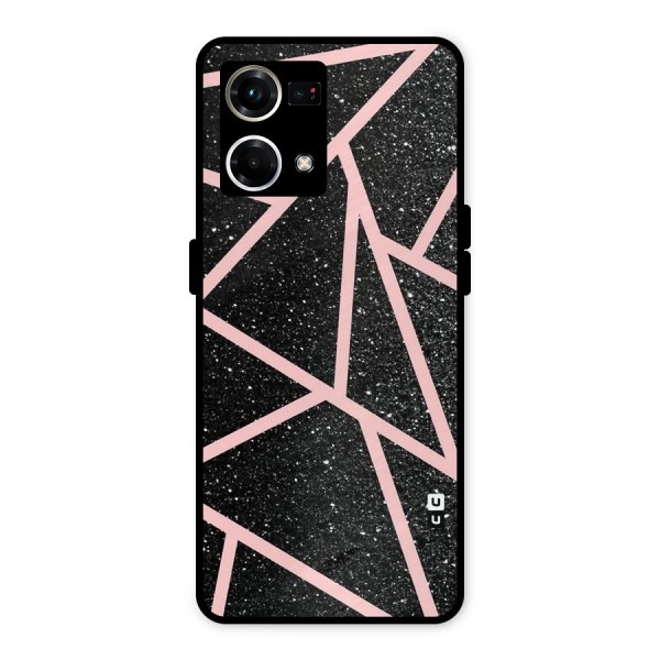 Concrete Black Pink Stripes Metal Back Case for Oppo F21 Pro 4G