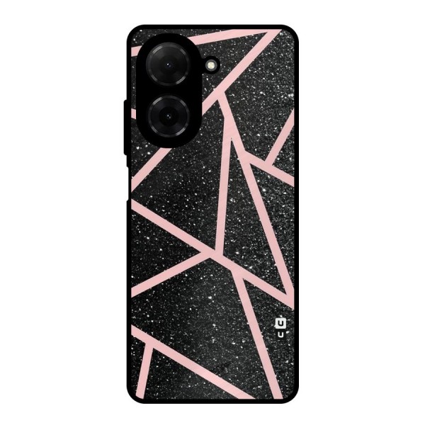 Concrete Black Pink Stripes Metal Back Case for Poco C71