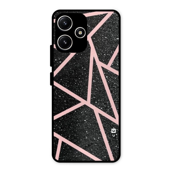Concrete Black Pink Stripes Metal Back Case for Redmi 12 5G