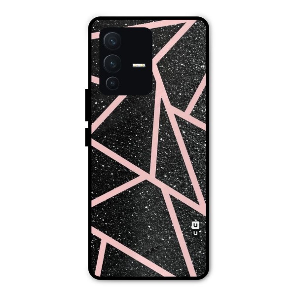 Concrete Black Pink Stripes Metal Back Case for Vivo V23 Pro