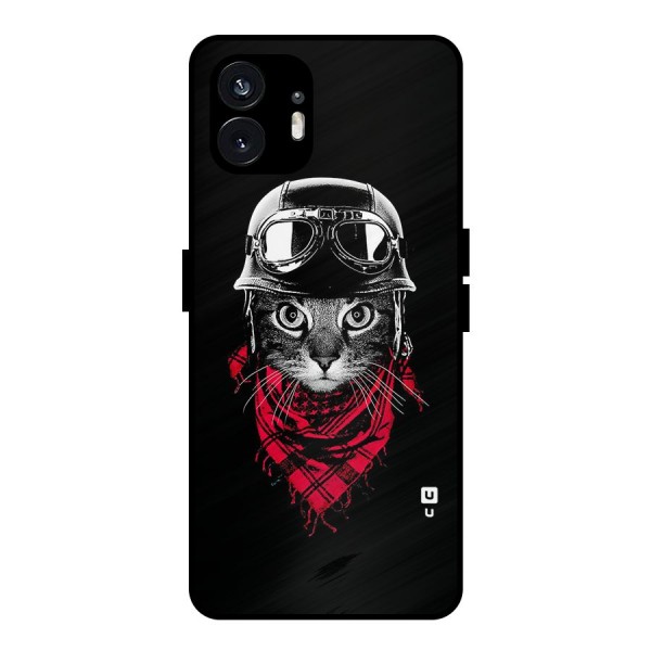 Cool Biker Cat Metal Back Case for Nothing Phone 2