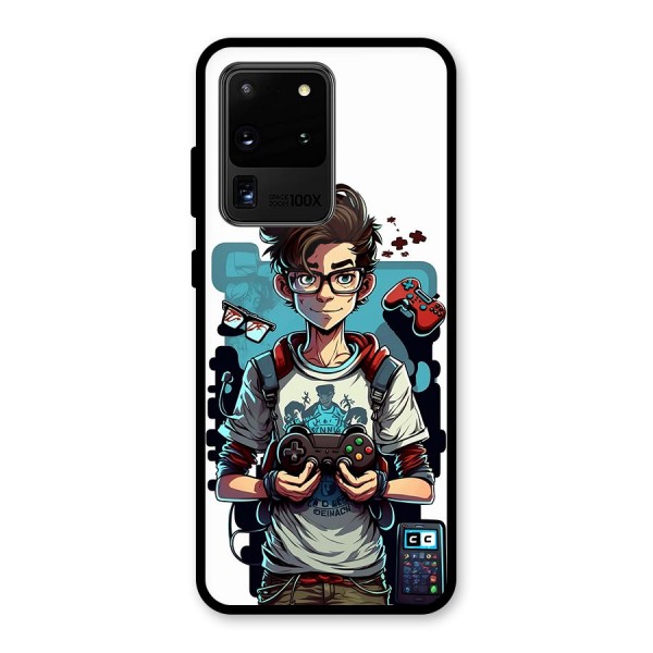 Cool Gamer Guy Glass Back Case for Galaxy S20 Ultra