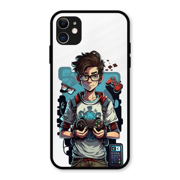 Cool Gamer Guy Metal Back Case for iPhone 11