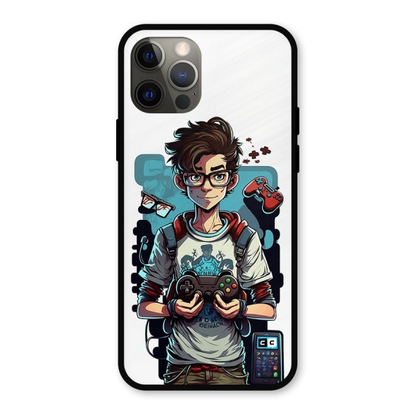 Cool Gamer Guy Metal Back Case for iPhone 12 Pro Mobile Phone