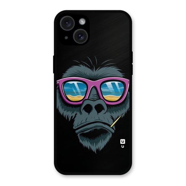 Cool Monkey Beach Sunglasses Metal Back Case for iPhone 15 Plus