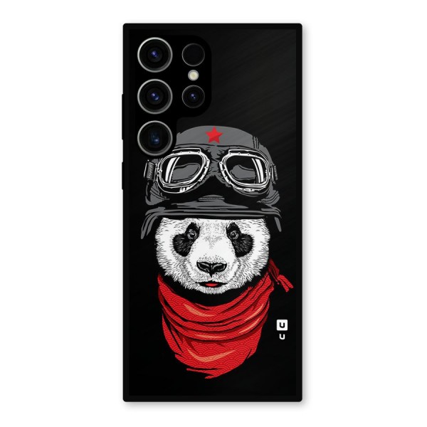 Cool Panda Soldier Art Metal Back Case for Galaxy S23 Ultra