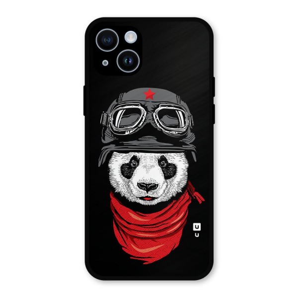Cool Panda Soldier Art Metal Back Case for iPhone 14