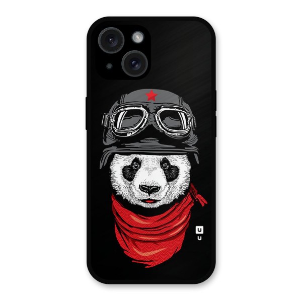 Cool Panda Soldier Art Metal Back Case for iPhone 15
