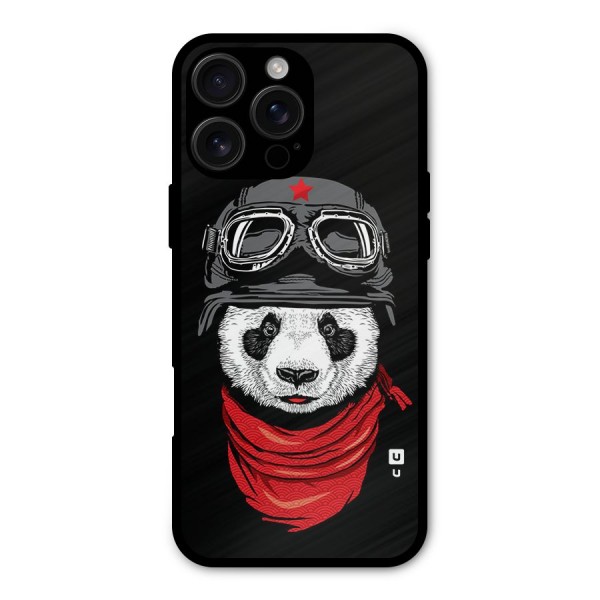 Cool Panda Soldier Art Metal Back Case for iPhone 16 Pro Max