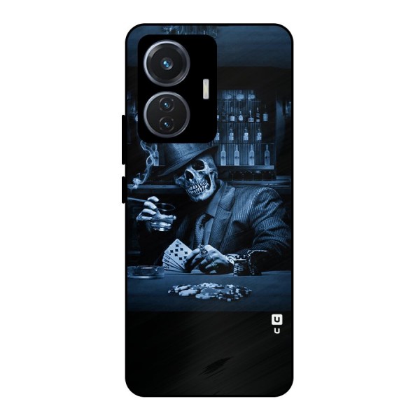 Cool Skull Cards Metal Back Case for iQOO Z6 44W
