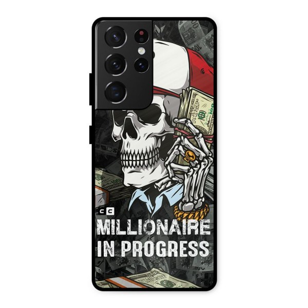 Cool Skull Millionaire In Progress Metal Back Case for Galaxy S21 Ultra 5G