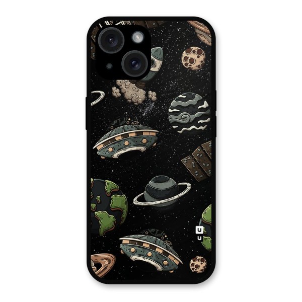 Cosmos Night Sky Anime Pattern Metal Back Case for iPhone 15