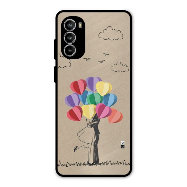 Couple With Card Baloons Metal Back Case for Moto G82