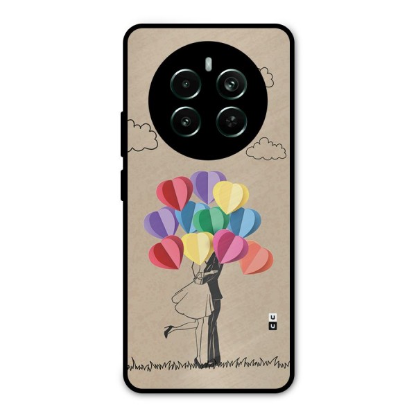 Couple With Card Baloons Metal Back Case for Realme 12 Pro Plus