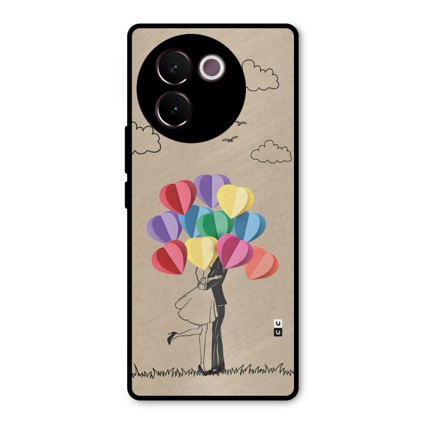 Couple With Card Baloons Metal Back Case for Vivo V30e