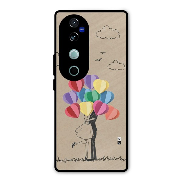Couple With Card Baloons Metal Back Case for Vivo V40 Pro
