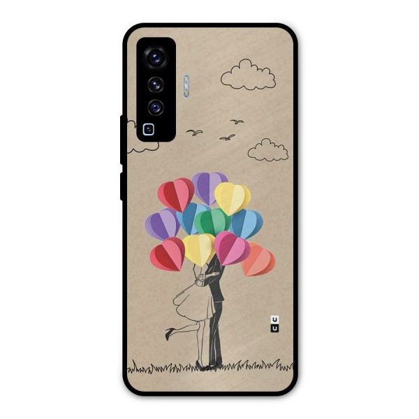 Couple With Card Baloons Metal Back Case for Vivo X50