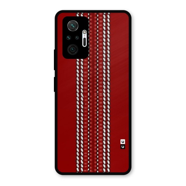 Cricket Ball Design Metal Back Case for Redmi Note 10 Pro