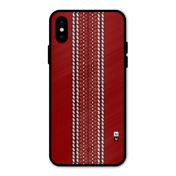 Cricket Ball Design Metal Back Case for iPhone X