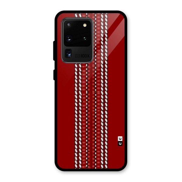 Cricket Ball Pattern Glass Back Case for Galaxy S20 Ultra